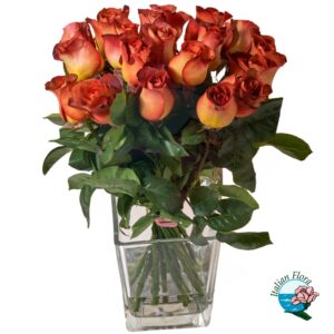 Mazzo di 24 rose sfumate arancio